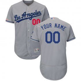 Wholesale Cheap Los Angeles Dodgers Majestic Road Flex Base Authentic Collection Custom Jersey Gray
