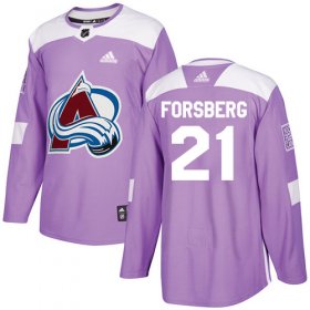 Wholesale Cheap Adidas Avalanche #21 Peter Forsberg Purple Authentic Fights Cancer Stitched NHL Jersey