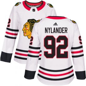 Wholesale Cheap Adidas Blackhawks #92 Alexander Nylander White Road Authentic Women\'s Stitched NHL Jersey