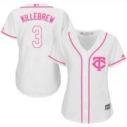 Wholesale Cheap Twins #3 Harmon Killebrew White/Pink Fashion Women's Stitched MLB Jersey