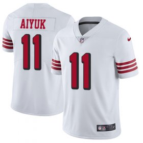 Wholesale Cheap Nike 49ers #11 Brandon Aiyuk White Men\'s Stitched NFL Limited Rush Jersey