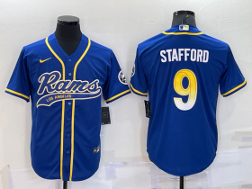 Wholesale Cheap Men\'s Los Angeles Rams #9 Matthew Stafford Royal With Patch Cool Base Stitched Baseball Jersey