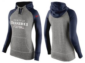 Wholesale Cheap Women\'s Nike Seattle Seahawks Performance Hoodie Grey & Dark Blue_1