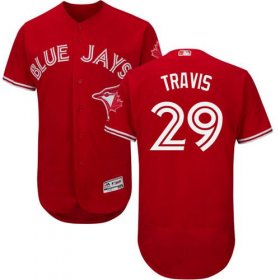 Wholesale Cheap Blue Jays #29 Devon Travis Red Flexbase Authentic Collection Canada Day Stitched MLB Jersey