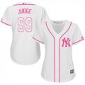 Wholesale Cheap Yankees #99 Aaron Judge White/Pink Fashion Women's Stitched MLB Jersey