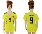 Wholesale Cheap Women's Colombia #9 Falcao Home Soccer Country Jersey