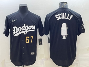 Wholesale Cheap Men's Los Angeles Dodgers #67 Vin Scully Black Gold Big Logo With Vin Scully Patch Stitched Jersey