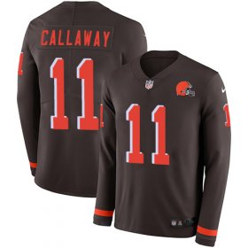 Wholesale Cheap Nike Browns #11 Antonio Callaway Brown Team Color Men\'s Stitched NFL Limited Therma Long Sleeve Jersey