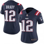 Wholesale Cheap Nike Patriots #12 Tom Brady Navy Blue Women's Stitched NFL Limited Rush Jersey