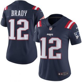 Wholesale Cheap Nike Patriots #12 Tom Brady Navy Blue Women\'s Stitched NFL Limited Rush Jersey