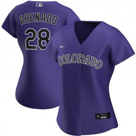 Wholesale Cheap Colorado Rockies #28 Nolan Arenado Nike Women\'s Alternate 2020 MLB Player Jersey Purple
