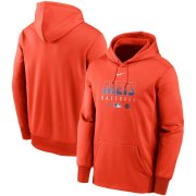 Wholesale Cheap Men's New York Mets Nike Orange Authentic Collection Therma Performance Pullover Hoodie