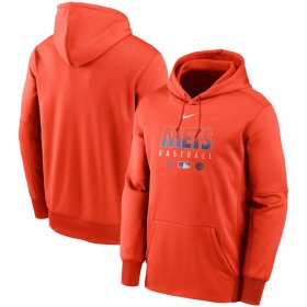 Wholesale Cheap Men\'s New York Mets Nike Orange Authentic Collection Therma Performance Pullover Hoodie