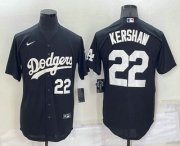 Wholesale Cheap Men's Los Angeles Dodgers #22 Clayton Kershaw Number Black Turn Back The Clock Stitched Cool Base Jersey