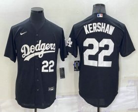 Wholesale Cheap Men\'s Los Angeles Dodgers #22 Clayton Kershaw Number Black Turn Back The Clock Stitched Cool Base Jersey