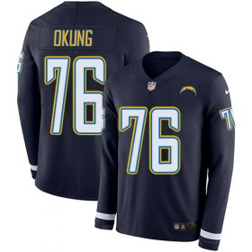 Wholesale Cheap Nike Chargers #76 Russell Okung Navy Blue Team Color Men\'s Stitched NFL Limited Therma Long Sleeve Jersey