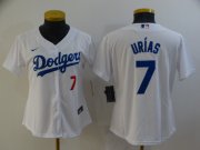 Wholesale Cheap Women's Los Angeles Dodgers #7 Julio Urias White Stitched MLB Cool Base Nike Jersey