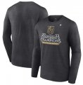 Wholesale Cheap Men's Vegas Golden Knights Heather Charcoal 2023 Western Conference Champions Locker Room Long Sleeve T-Shirt