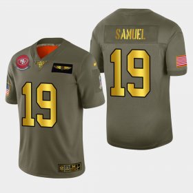Wholesale Cheap Nike 49ers #19 Deebo Samuel Men\'s Olive Gold 2019 Salute to Service NFL 100 Limited Jersey