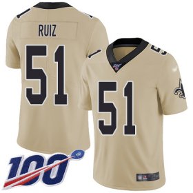 Wholesale Cheap Nike Saints #51 Cesar Ruiz Gold Men\'s Stitched NFL Limited Inverted Legend 100th Season Jersey