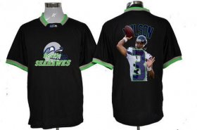 Wholesale Cheap Nike Seahawks #3 Russell Wilson Black Men\'s NFL Game All Star Fashion Jersey