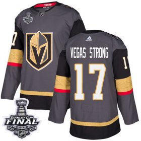 Wholesale Cheap Adidas Golden Knights #17 Vegas Strong Grey Home Authentic 2018 Stanley Cup Final Stitched NHL Jersey