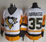 Wholesale Cheap Penguins #35 Tom Barrasso White/Black CCM Throwback Stitched NHL Jersey