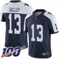 Wholesale Cheap Nike Cowboys #13 Michael Gallup Navy Blue Thanksgiving Men's Stitched NFL 100th Season Vapor Throwback Limited Jersey