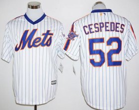 Wholesale Cheap Mets #52 Yoenis Cespedes White(Blue Strip) Cool Base Cooperstown 25TH Stitched MLB Jersey
