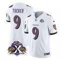 Wholesale Cheap Men's Baltimore Ravens #9 Justin Tucker White 2023 F.U.S.E With Patch Throwback Vapor Limited Stitched Jersey