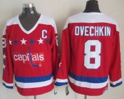 Wholesale Cheap Capitals #8 Alex Ovechkin Red CCM Throwback Stitched NHL Jersey