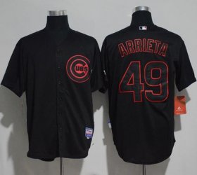 Wholesale Cheap Cubs #49 Jake Arrieta Black Strip Stitched MLB Jersey
