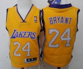 Cheap Los Angeles Lakers #24 Kobe Bryant Yellow Toddlers Jersey