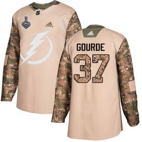 Wholesale Cheap Adidas Lightning #37 Yanni Gourde Camo Authentic 2017 Veterans Day 2020 Stanley Cup Final Stitched NHL Jersey