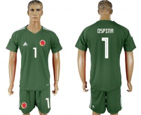 Wholesale Cheap Colombia #1 Ospina Green Goalkeeper Soccer Country Jersey