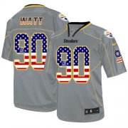 Wholesale Cheap Nike Steelers #90 T. J. Watt Grey Men's Stitched NFL Elite USA Flag Fashion Jersey
