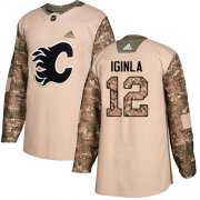 Wholesale Cheap Adidas Flames #12 Jarome Iginla Camo Authentic 2017 Veterans Day Stitched NHL Jersey