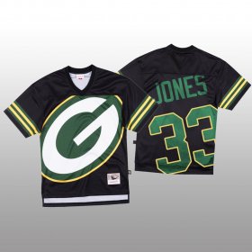 Wholesale Cheap NFL Green Bay Packers #33 Aaron Jones Black Men\'s Mitchell & Nell Big Face Fashion Limited NFL Jersey