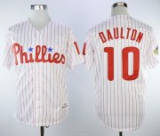 Wholesale Cheap Mitchell And Ness 1993 Phillies #10 Darren Daulton White(Red Strip) Throwback Stitched MLB Jersey