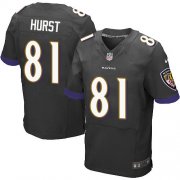 Wholesale Cheap Nike Ravens #81 Hayden Hurst Black Alternate Men's Stitched NFL New Elite Jersey