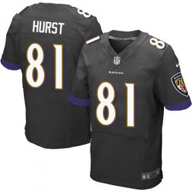 Wholesale Cheap Nike Ravens #81 Hayden Hurst Black Alternate Men\'s Stitched NFL New Elite Jersey