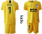 Wholesale Cheap Atletico Madrid #1 Adan Yellow Goalkeeper Kid Soccer Club Jersey