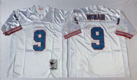 Wholesale Cheap Mitchell And Ness Oilers #9 Steve McNair White Throwback Stitched NFL Jersey