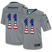 Wholesale Cheap Nike Eagles #11 Carson Wentz Lights Out Grey Men's Stitched NFL Elite USA Flag Fashion Jersey