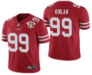 Wholesale Cheap Men's San Francisco 49ers #99 Javon Kinlaw Red 75th Anniversary Patch 2021 Vapor Untouchable Stitched Nike Limited Jersey