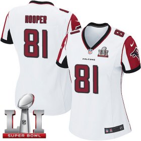 Wholesale Cheap Nike Falcons #81 Austin Hooper White Super Bowl LI 51 Women\'s Stitched NFL Elite Jersey