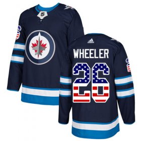 Wholesale Cheap Adidas Jets #26 Blake Wheeler Navy Blue Home Authentic USA Flag Stitched NHL Jersey