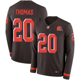Wholesale Cheap Nike Browns #20 Tavierre Thomas Brown Team Color Men\'s Stitched NFL Limited Therma Long Sleeve Jersey