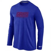 Wholesale Cheap Nike New York Giants Authentic Font Long Sleeve T-Shirt Blue