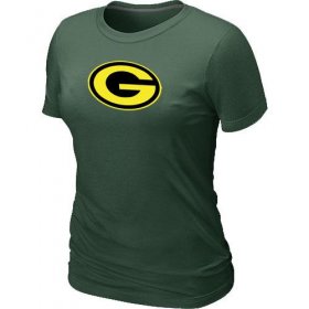 Wholesale Cheap Women\'s Green Bay Packers Neon Logo Charcoal T-Shirt Dark Green